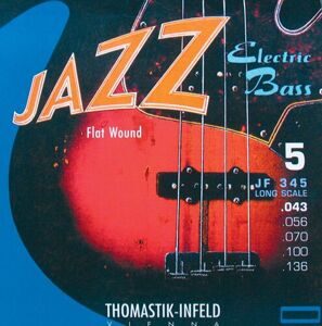 JF345 Jazz Flat Wound Комплект струн для 5-струнной бас-гитары, никель, пл.оплетка,43-136, Thomastik